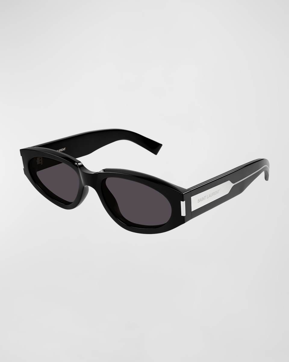 Engraved Logo Acetate Oval Sunglasses